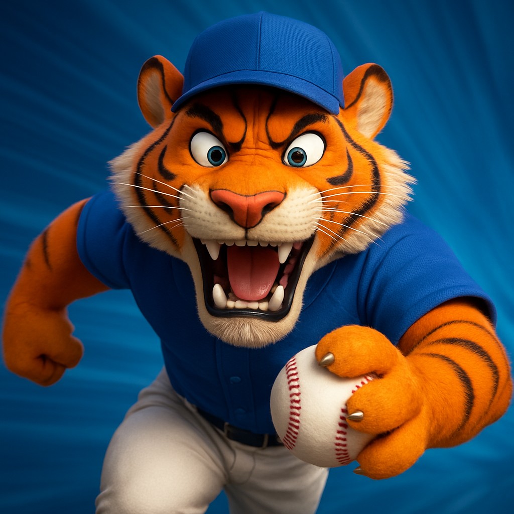 7ezbd ক্রিকেট গেমিংয়ের প্রতীক হিসেবে একটি আনন্দিত টাইগার শাবক, হাতে বল ধরে এবং ইউনিফর্ম পরা অবস্থায় রয়েছে।